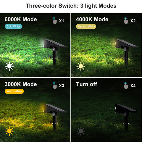 Three-color Switch Solar Landscape Spotlights - 3 light modes