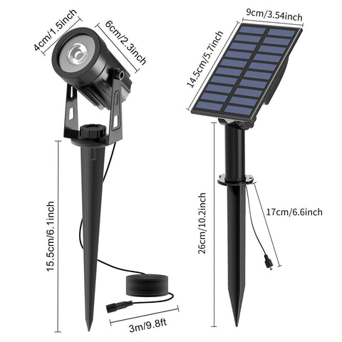 Solar Spotlights Outdoor Garden Lights size