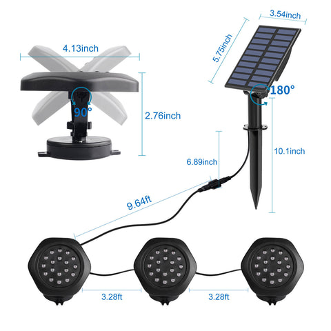 T-SUN 3-Köpfe RGB solarbetriebene Teichbeleuchtung