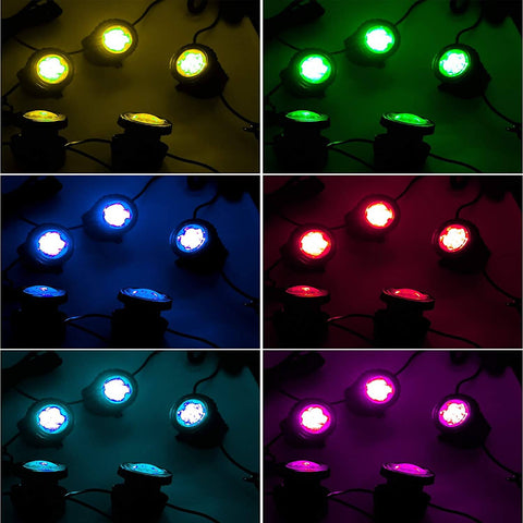 3 Heads RGB Color Changing Solar Pond Lights