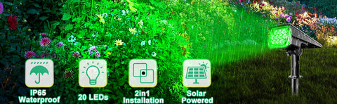 Green Solar Landscape Spotlights For Garden