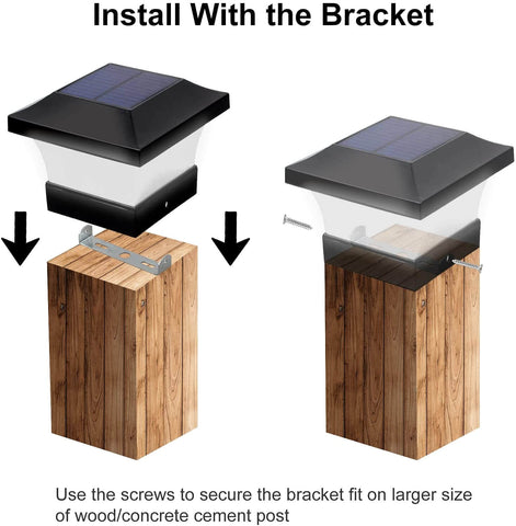 Install 4x4 inch solar post caps lights with the bracket