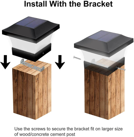 Installieren Sie 4 x 4 Zoll große Solar-Pfostensockelleuchten mit der Halterung