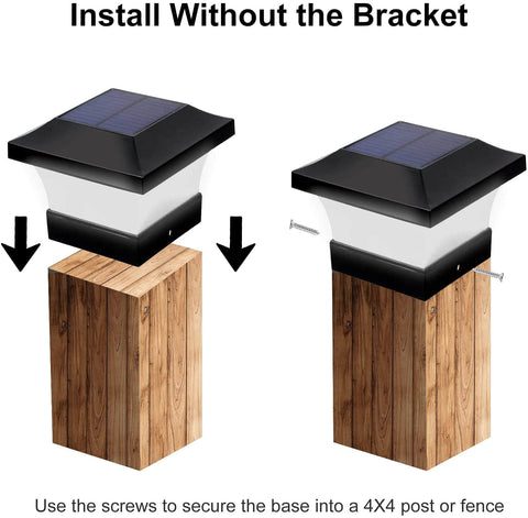 Install 4x4 inch solar post caps lights without the bracket