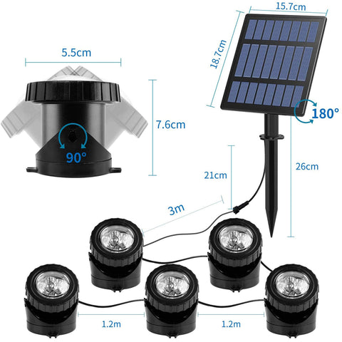 RGB LED Solar Pond Lights size