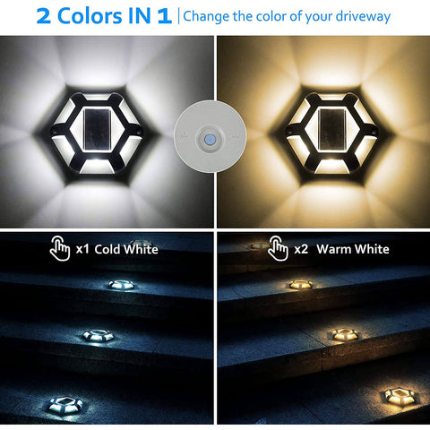 Grey Shell Two-Color Solar Deck Lights