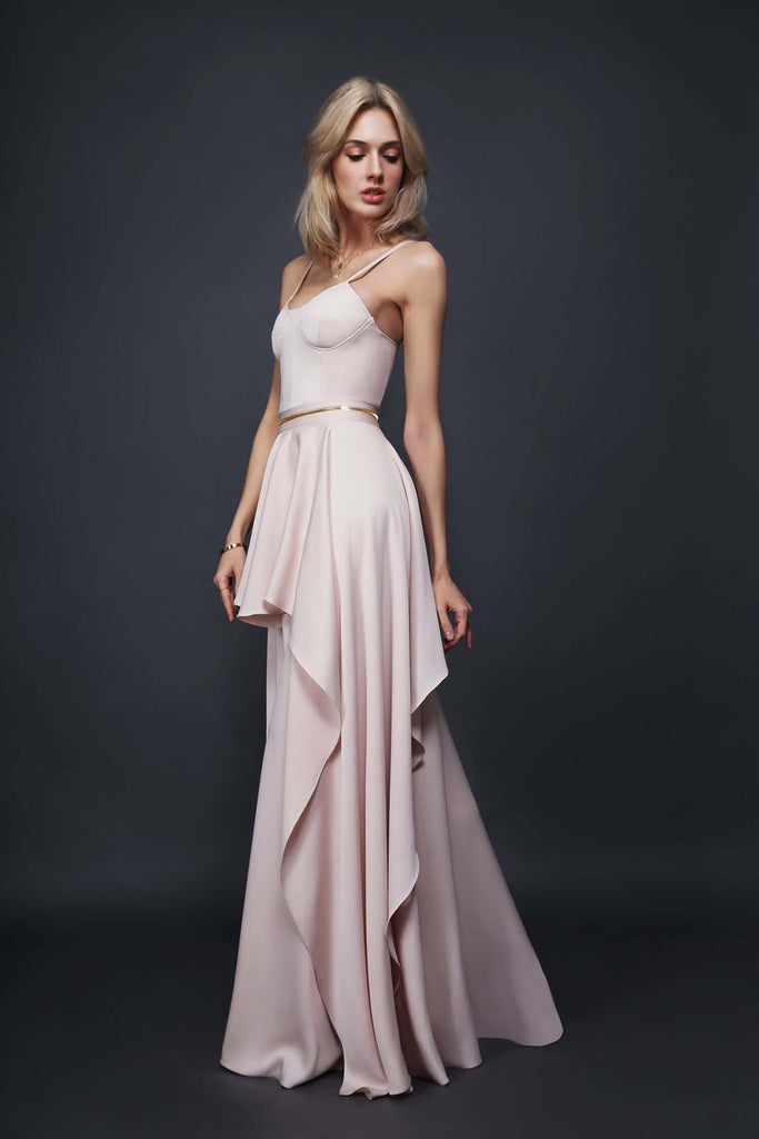Pink bustier evening gown