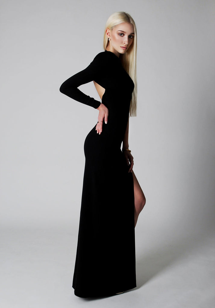 Black cut out evening gown