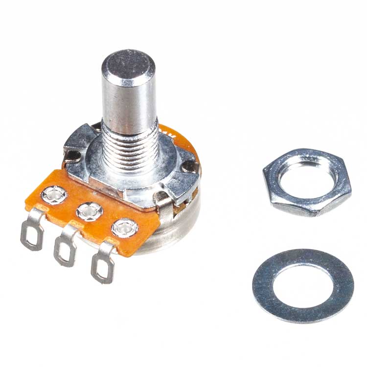 A500K 16mm Potentiometer, Round Shaft, Solder Lugs