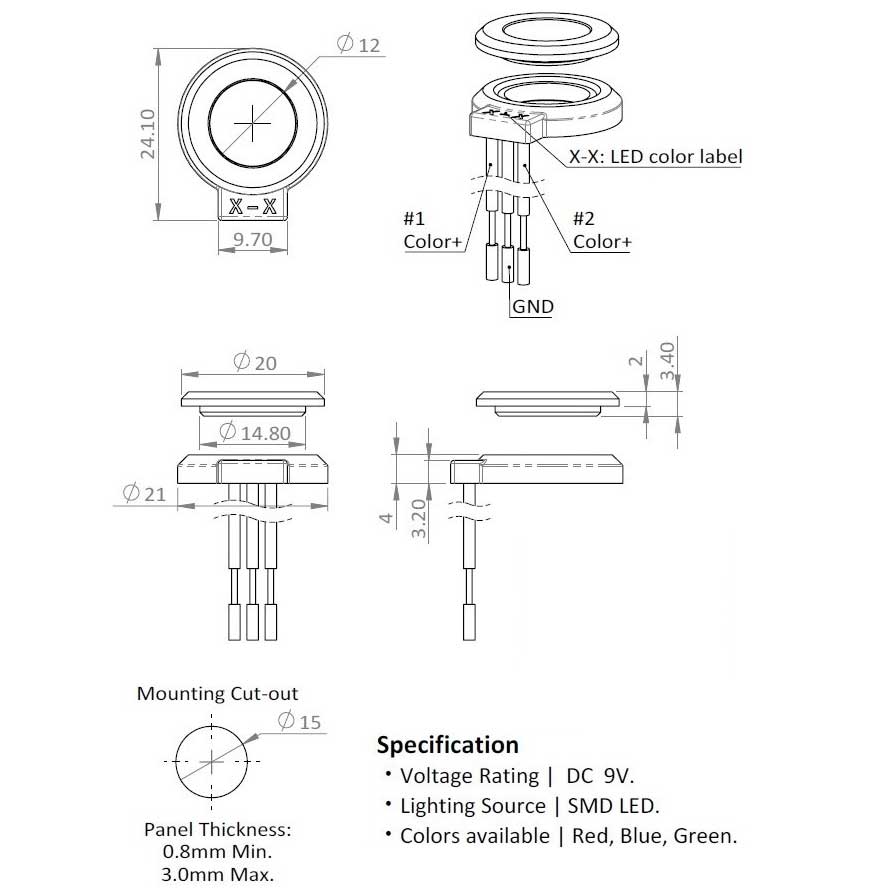 LED Foot Switch Ring, Blue/Green