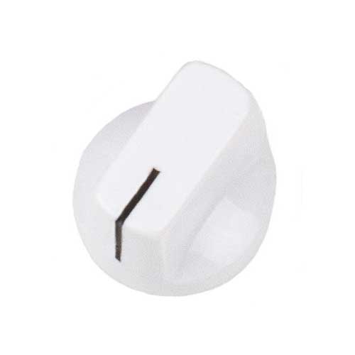 Pointer Knob, White, Knurled Shaft