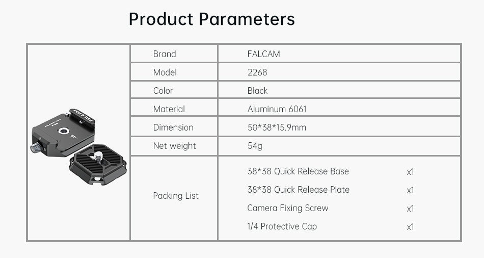 Falcam F38 Camera Quick Relesae Plate Kit