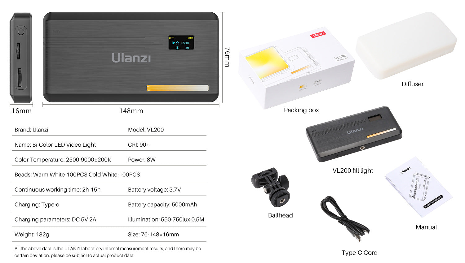 Ulanzi VL200 Bi-Color LED Video Light