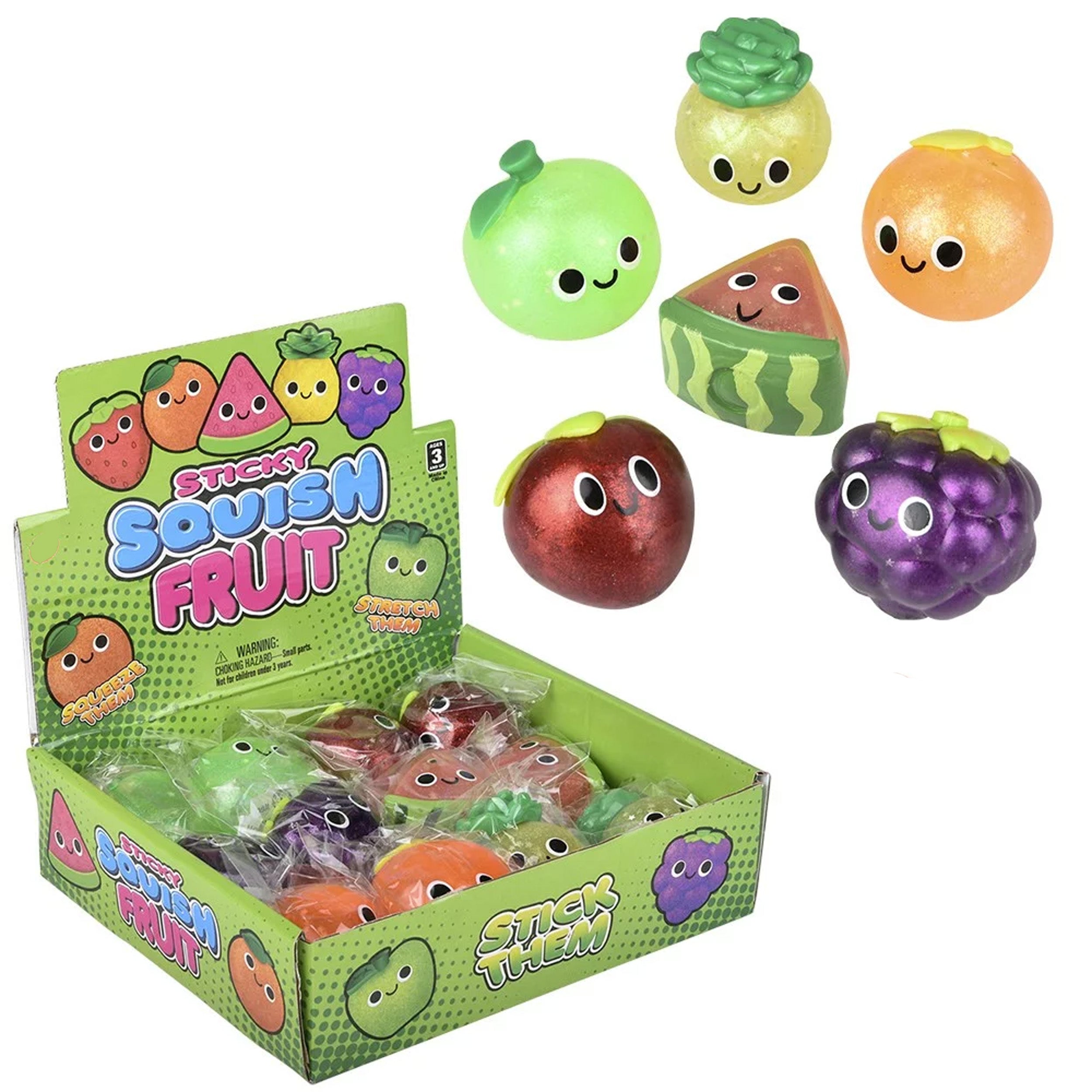 Glitter Squishy Sticky Fruit Toys- {Sold By Dozen= $21.99}