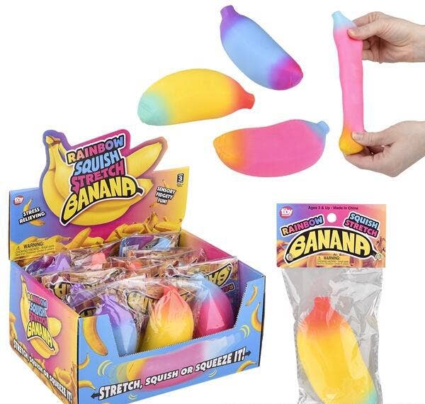 Stretchy Rainbow Banana Kids Toy- {Sold By Dozen= $42.99}