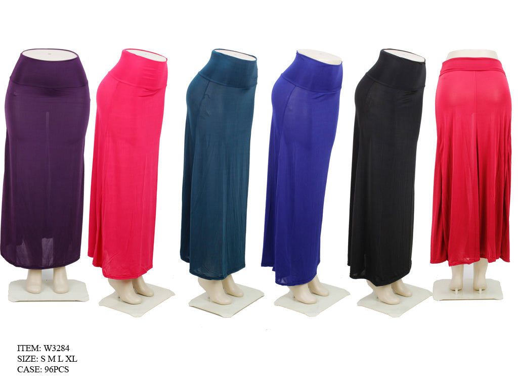 Solid Color Long Skirts -(Sold By 6 PCS =$59.99)