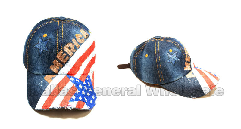 America Flag Glitter Ladies Denim Caps (Pack of 6Pcs=$51.99)