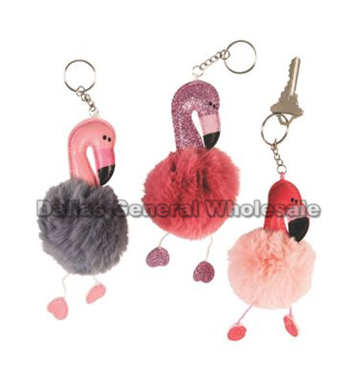 Flamingo Fuzzy Keychains- Assorted (Sold by DZ=$35.88)