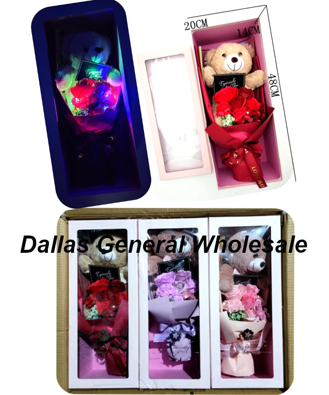 Lite Up Bear & Rose Gift Set -(Sold By 3 PCS =$79.99)