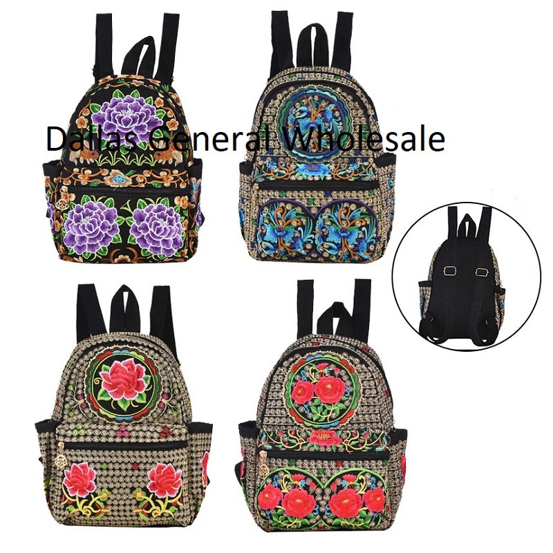 Embroidered Floral Backpacks -(Sold By 6 PCS =$79.99)