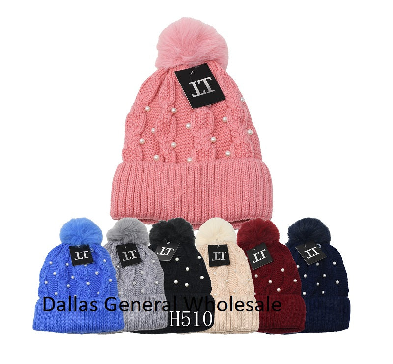 Girls Pearl Fur Lining Beanies -(Sold By Dozen =$69.99)