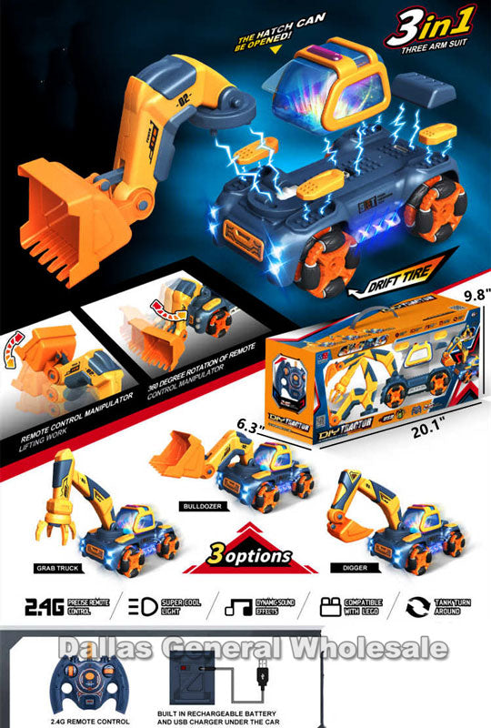 3-in-1 Electronic R/C Construction Trucks For Kids (Pack of 3= $115.59)