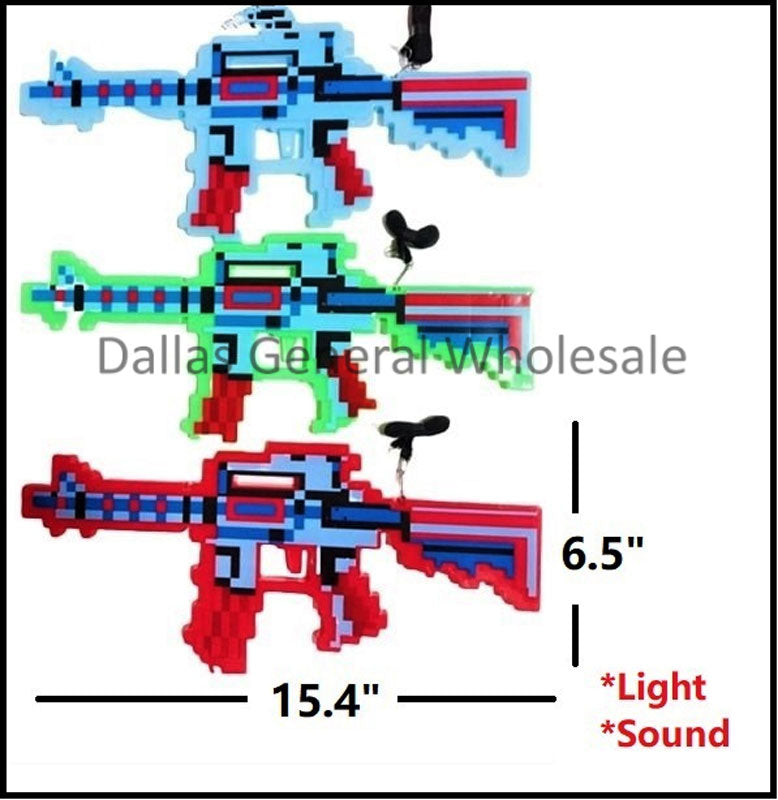 3D Light Up Pixelated Machine Guns -(Sold By 1 Dozen =$47.99)