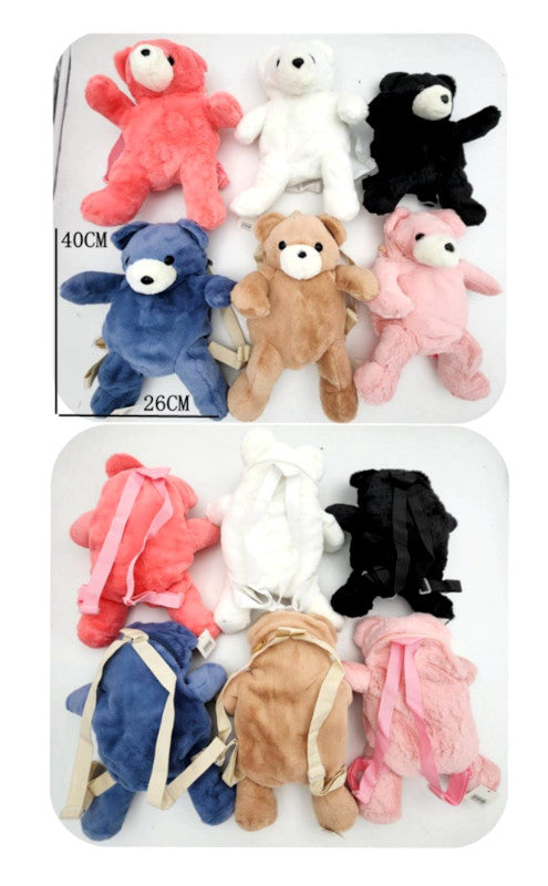 Girls Fluffy Bear Backpacks -(Sold By 6 PCS =$59.99)
