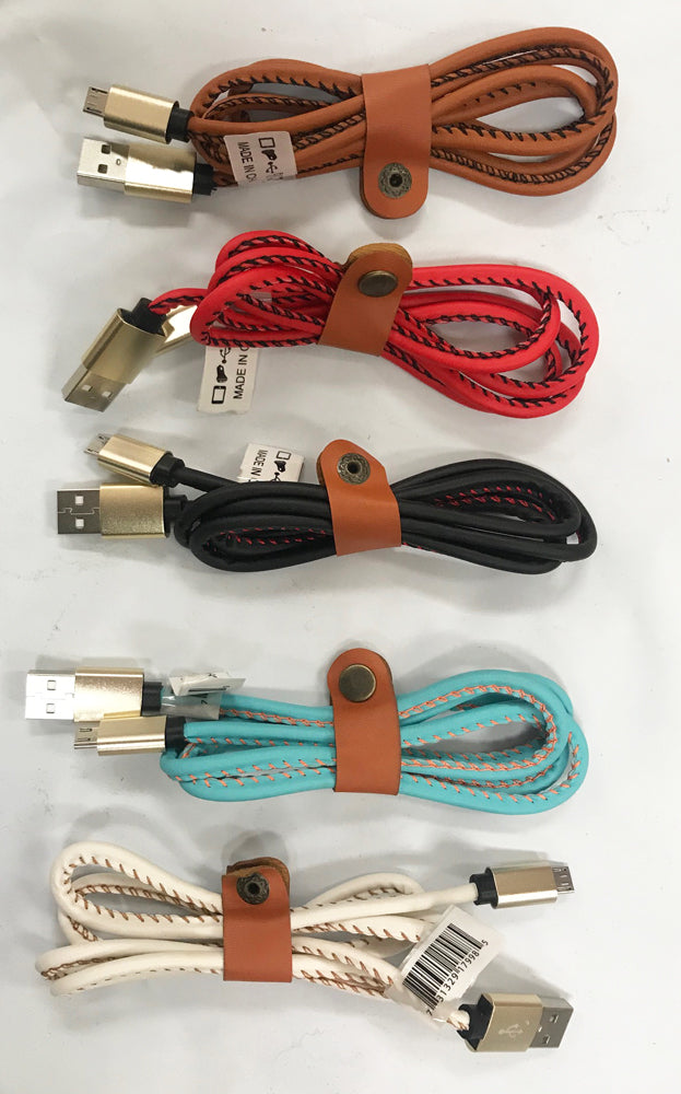 Buy TYPE CREAL LEATHER ASST COLORS CELL PHONE CHARGER CORD ( sold by the dozen or piece Bulk Price