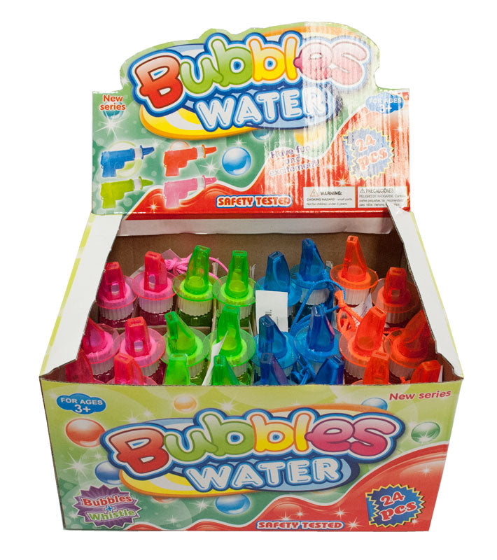 24 PC Gun shaped Bubble Blowers with Whistle- Assorted (Pack of 3Sets=$60.99)