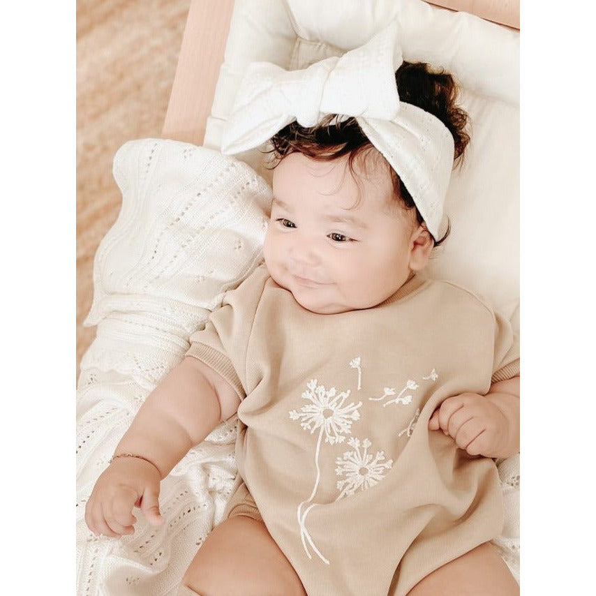 Luna + Luca Pointelle Bow Headband - White