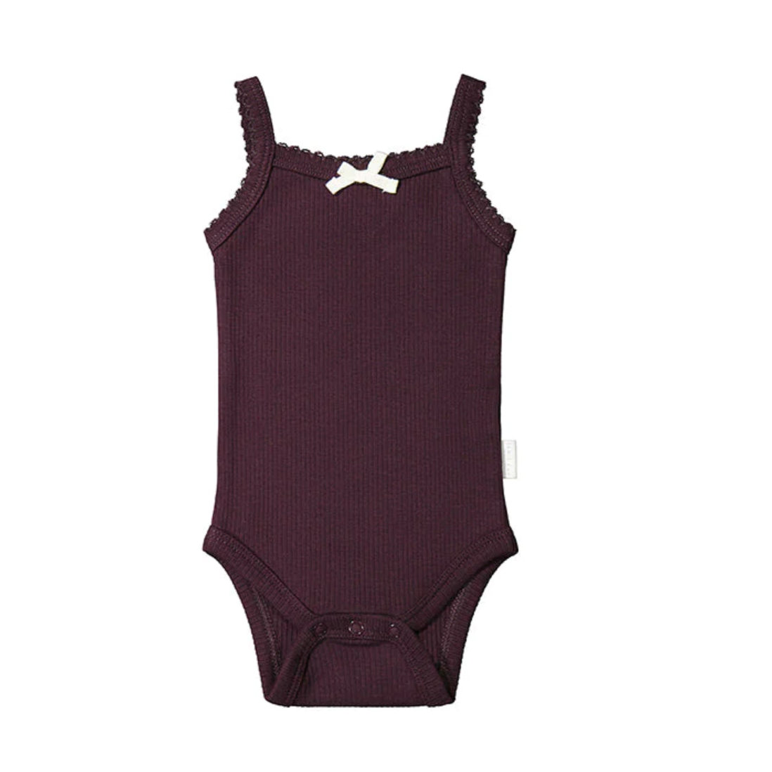 organic cotton fine rib lacie singlet bodysuit | sugar plum