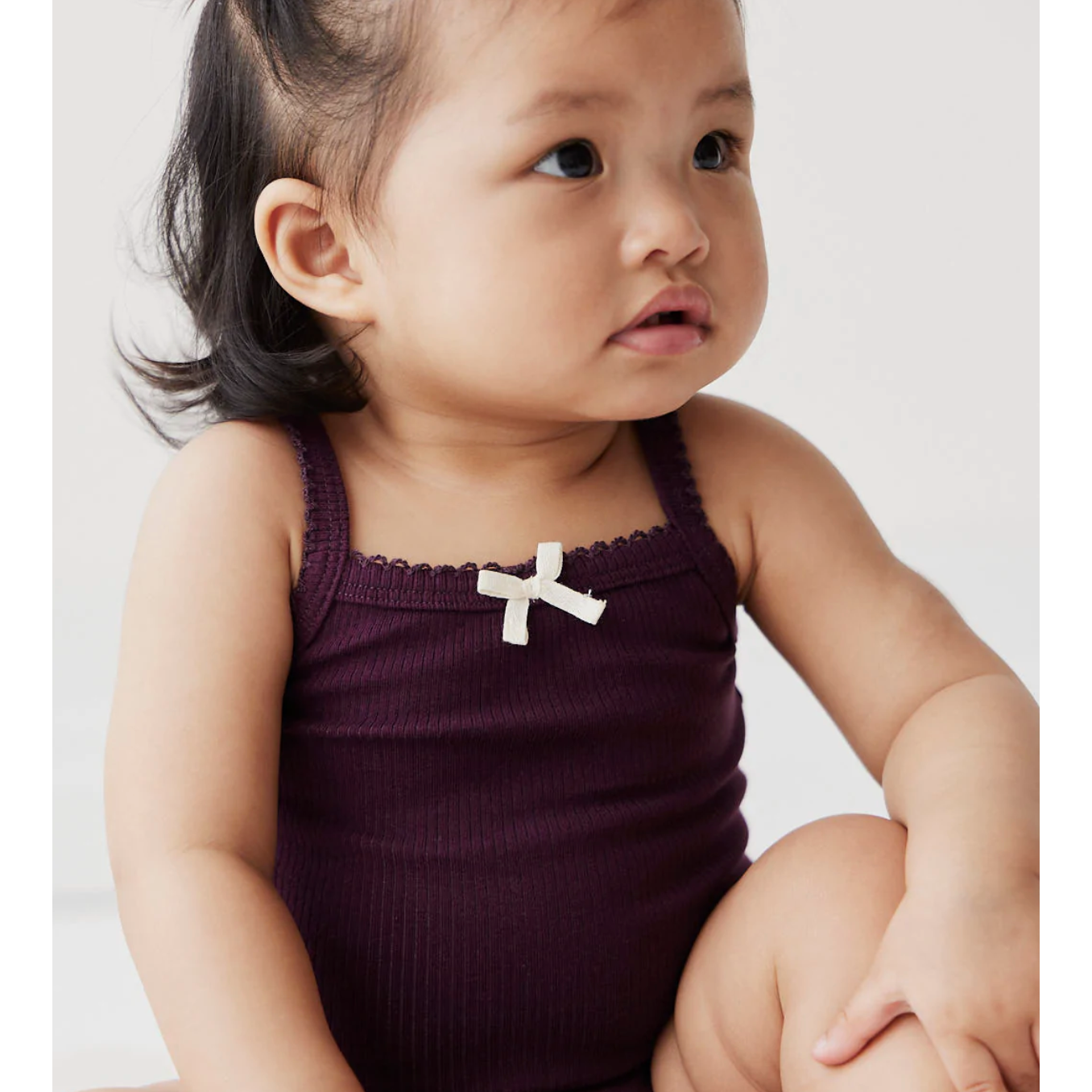 organic cotton fine rib lacie singlet bodysuit | sugar plum