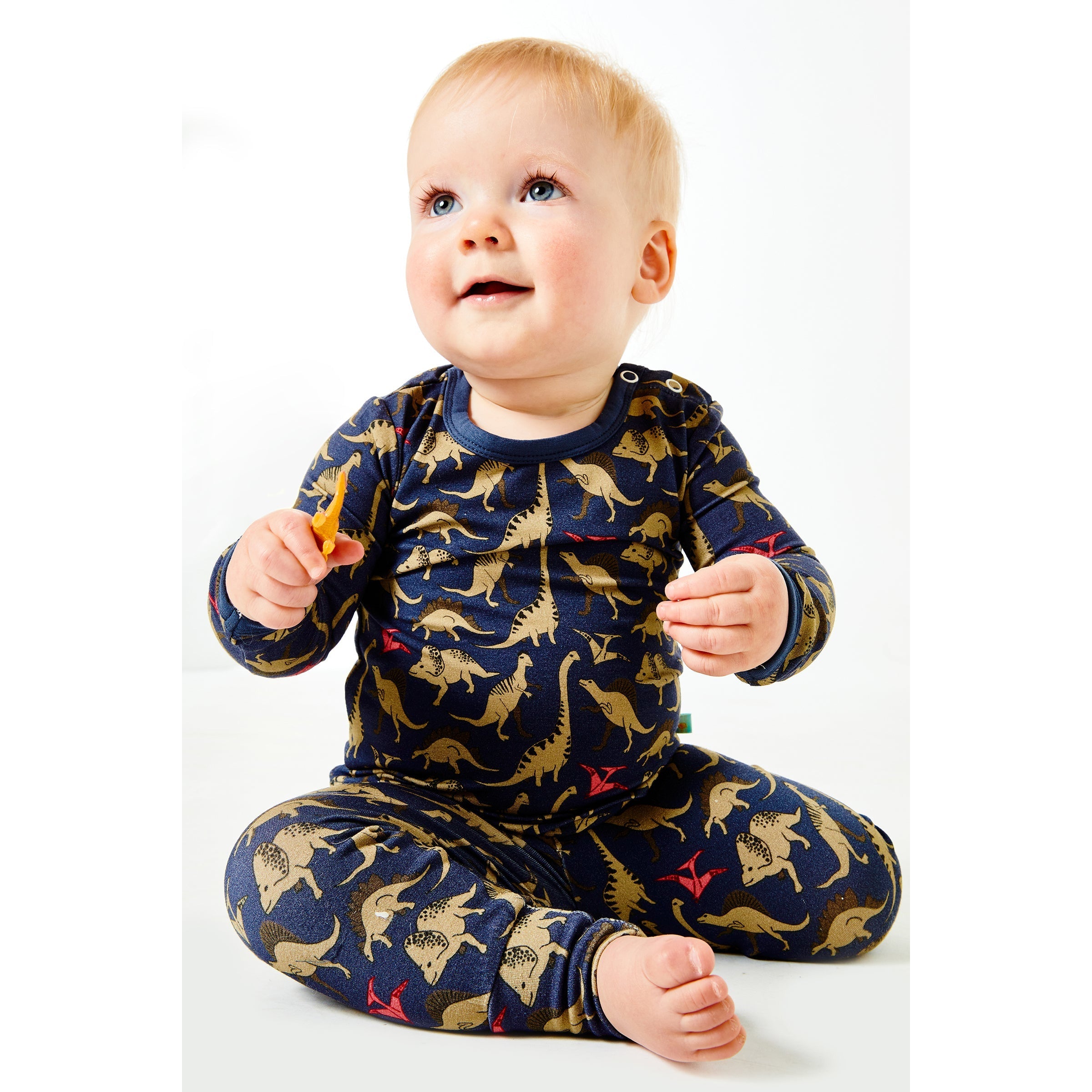 Long Sleeve Pajama Set - Dinos Navy