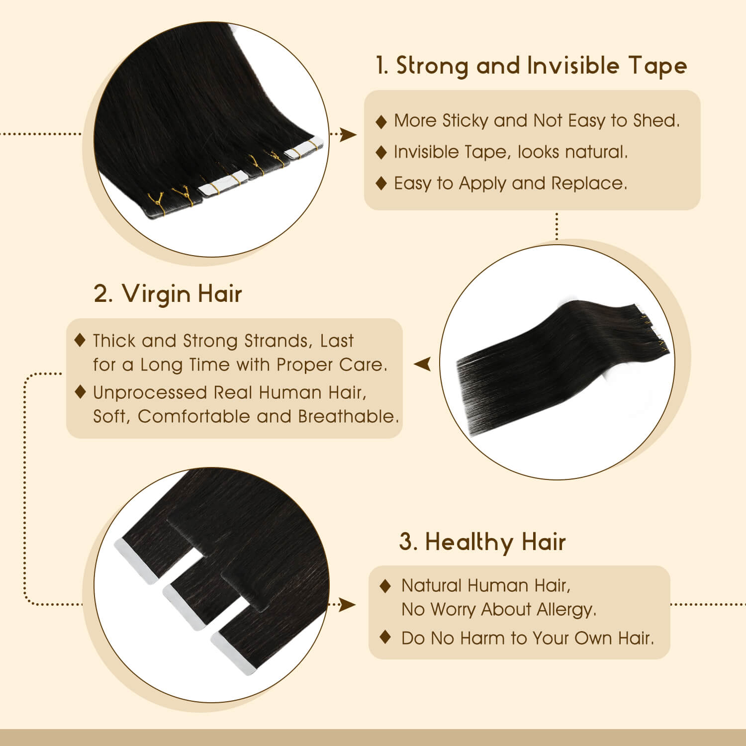 Off Black Injection Virgin Seamless Hair