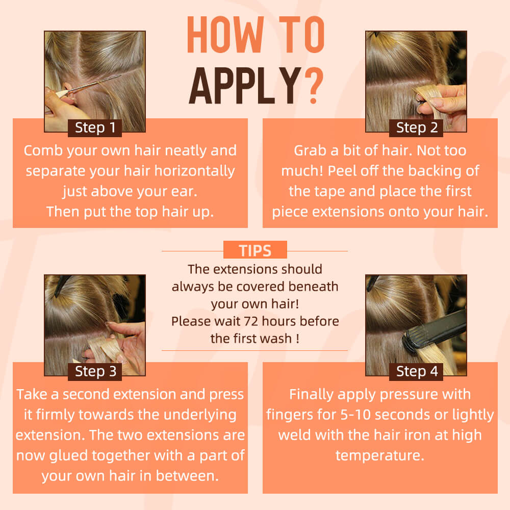 How To Apply human hair tap in hair extensions