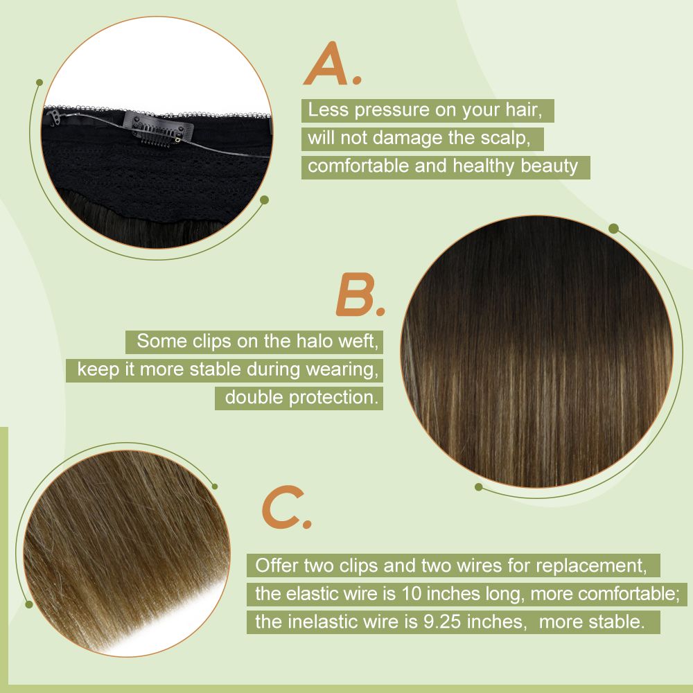 Halo Human Hair Extensions Invisible Wire