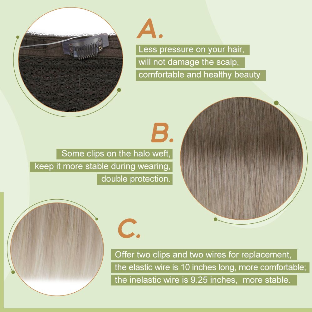 Halo Human Hair Extensions Invisible Wire
