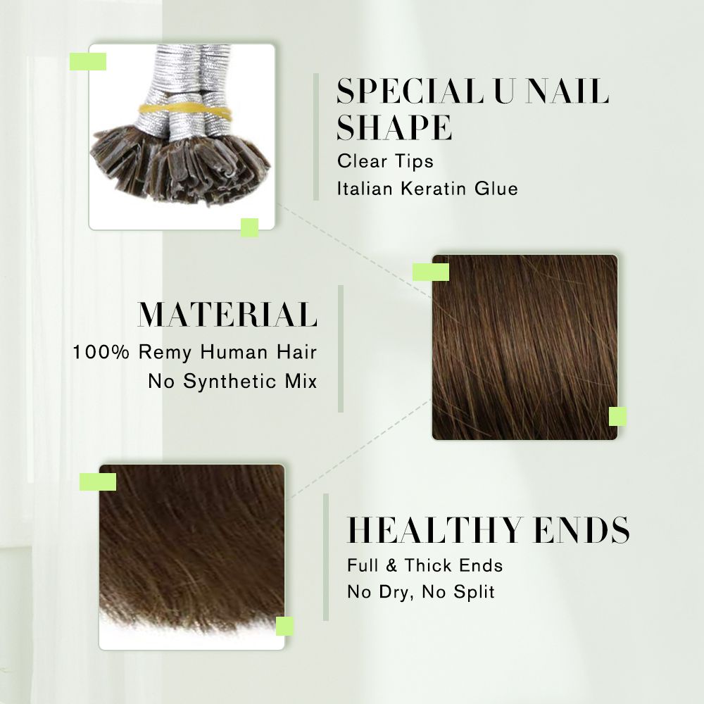 Dark Brown Nail Tip Hair Extensions