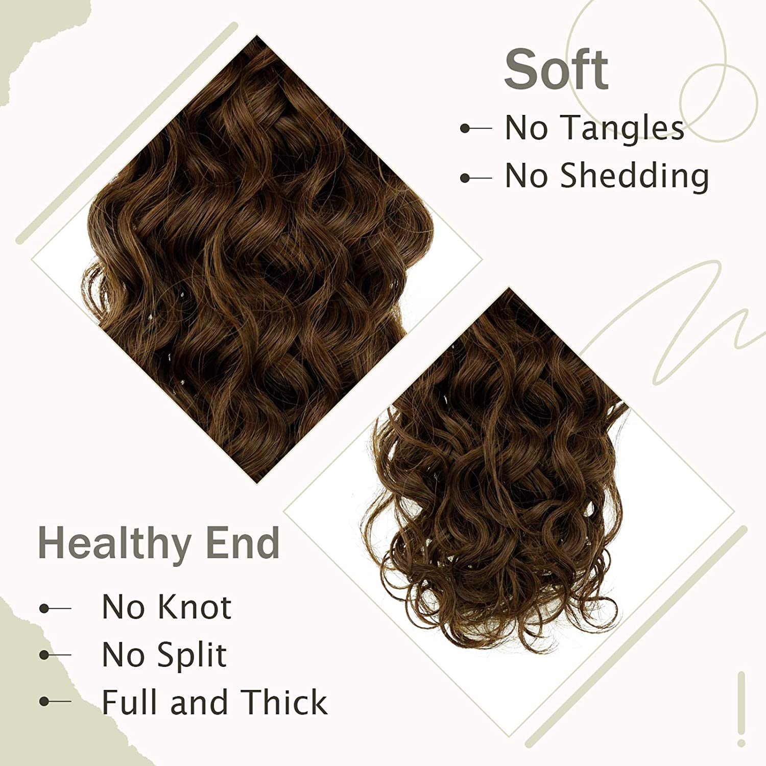 Easyouth Tape in Curly Hair Extensions Human Hair Natural Wave #4NW