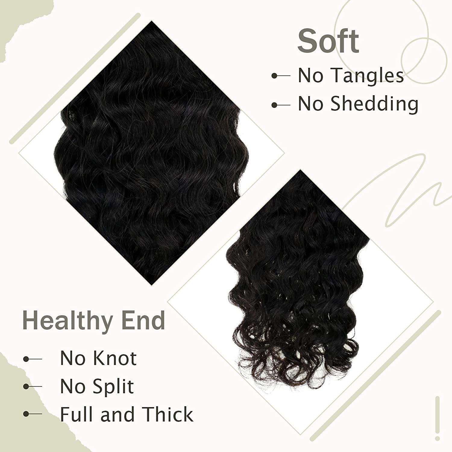 Easyouth Tape in Curly Hair Extensions Human Hair Natural Wave #1BNW