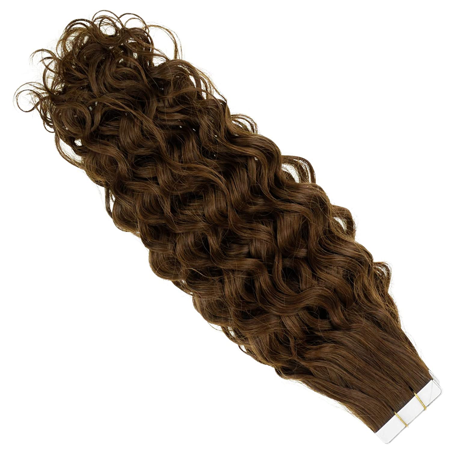 Easyouth Tape in Curly Hair Extensions Human Hair Natural Wave #4NW