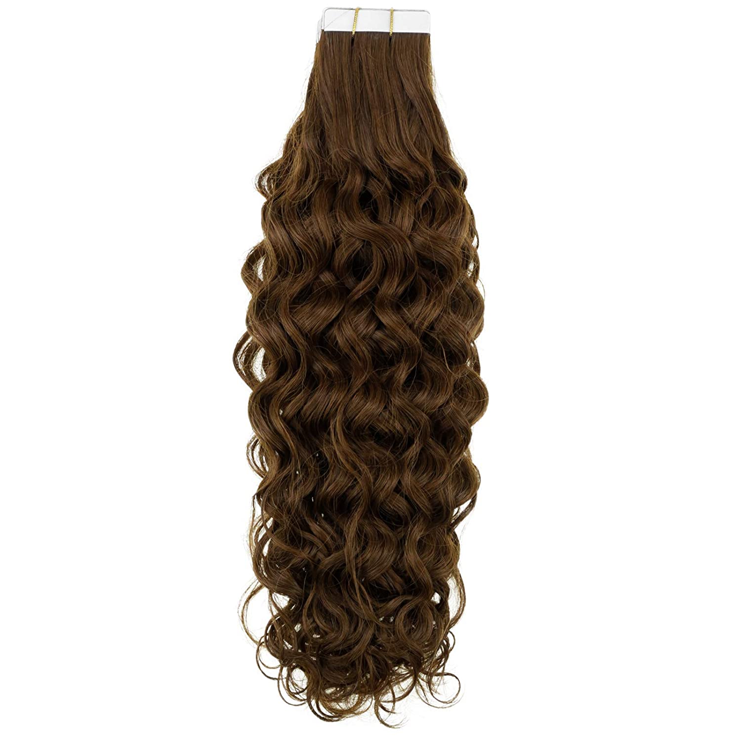 Easyouth Tape in Curly Hair Extensions Human Hair Natural Wave #4NW