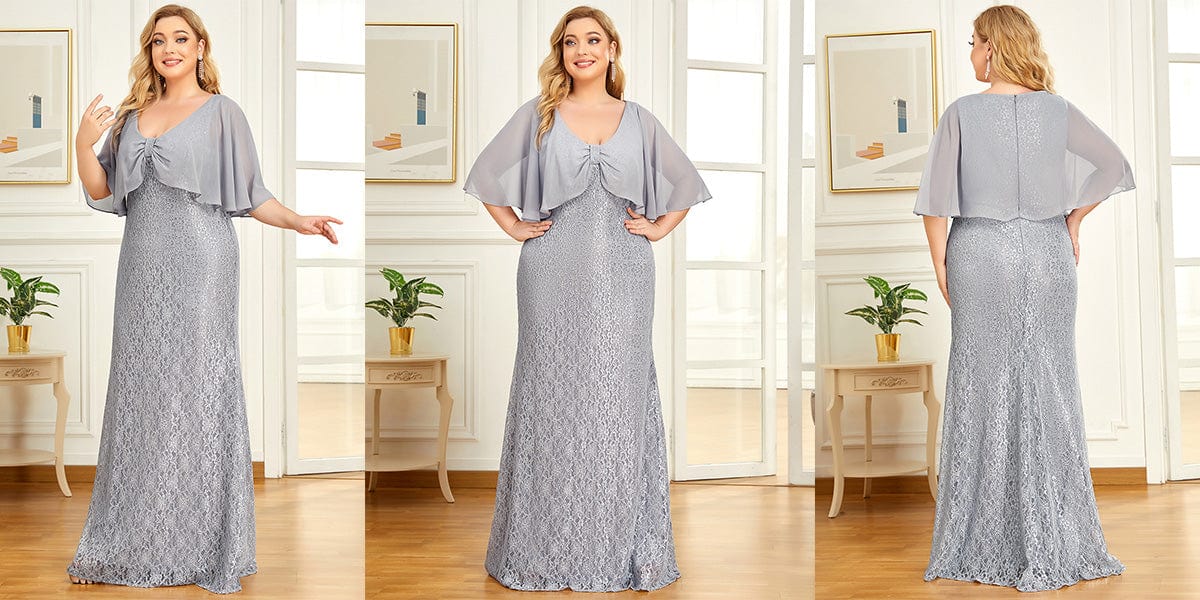 Lace Capelet Long A-line Mother of the Bride Dress