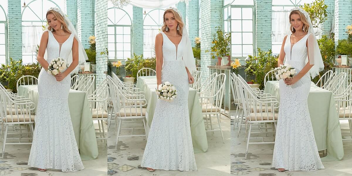 Sleeveless Fishtail Lace Wedding Dress