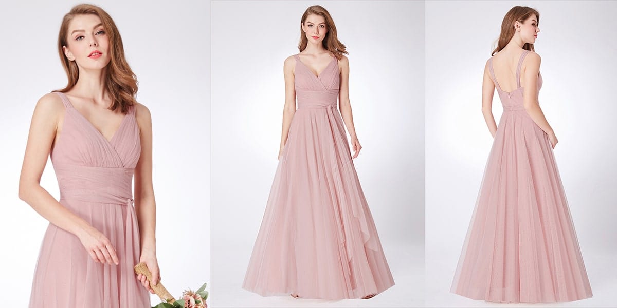 V Neck Tulle Bridesmaid Dresses