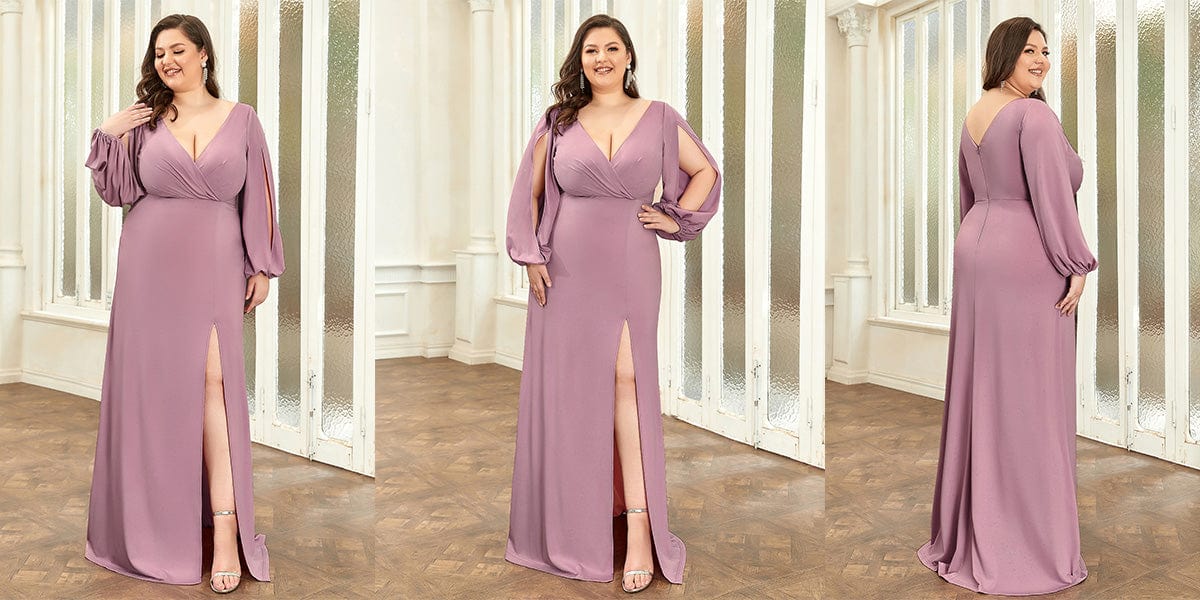 Split Sequin V Neck Maxi Mother Of the Bride dresses