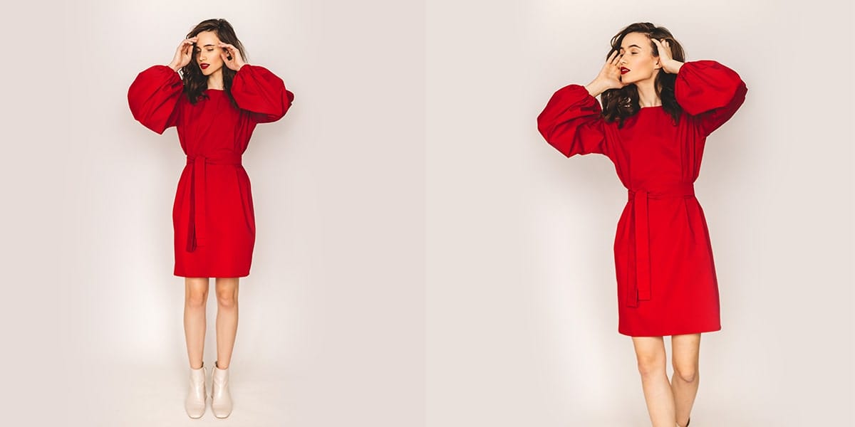 Puff sleeved-dress
