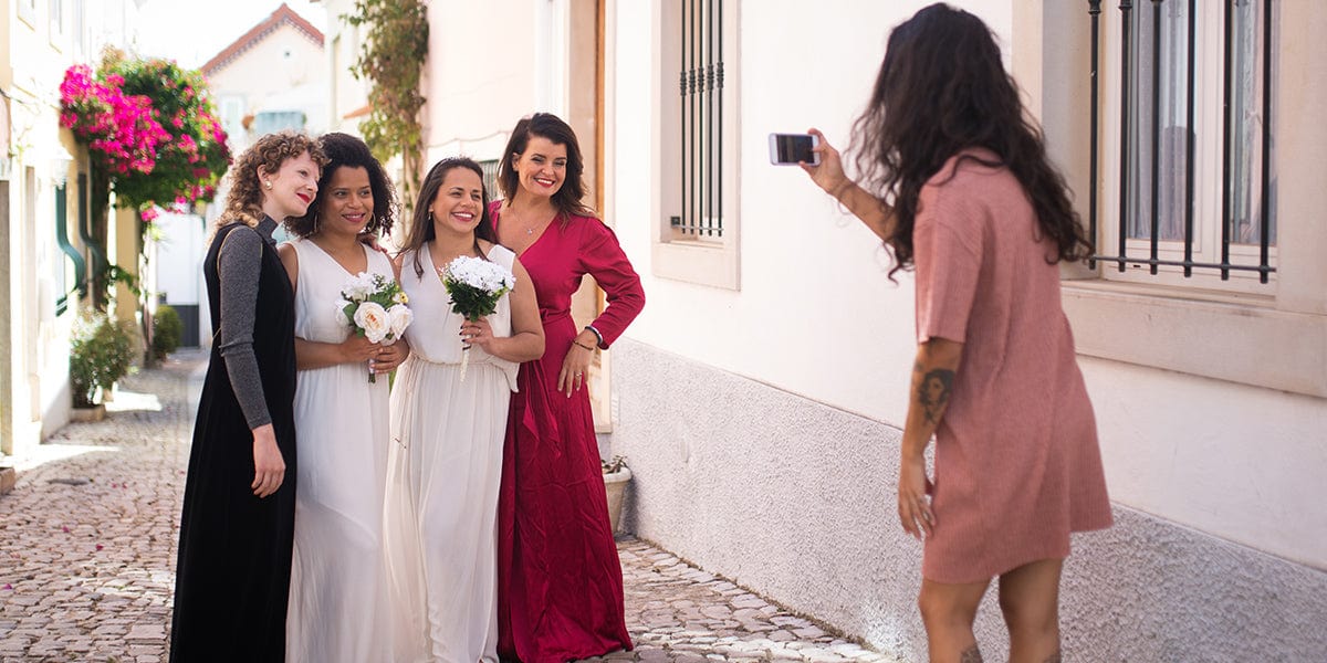 bride with bridesmaids