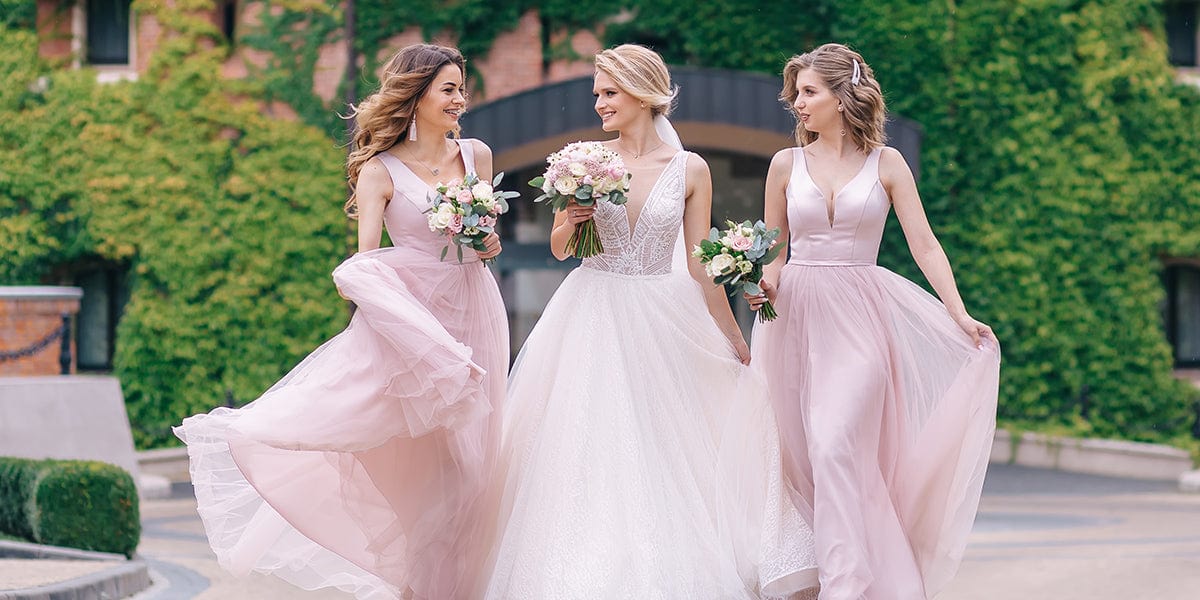 bride with bridesmaids